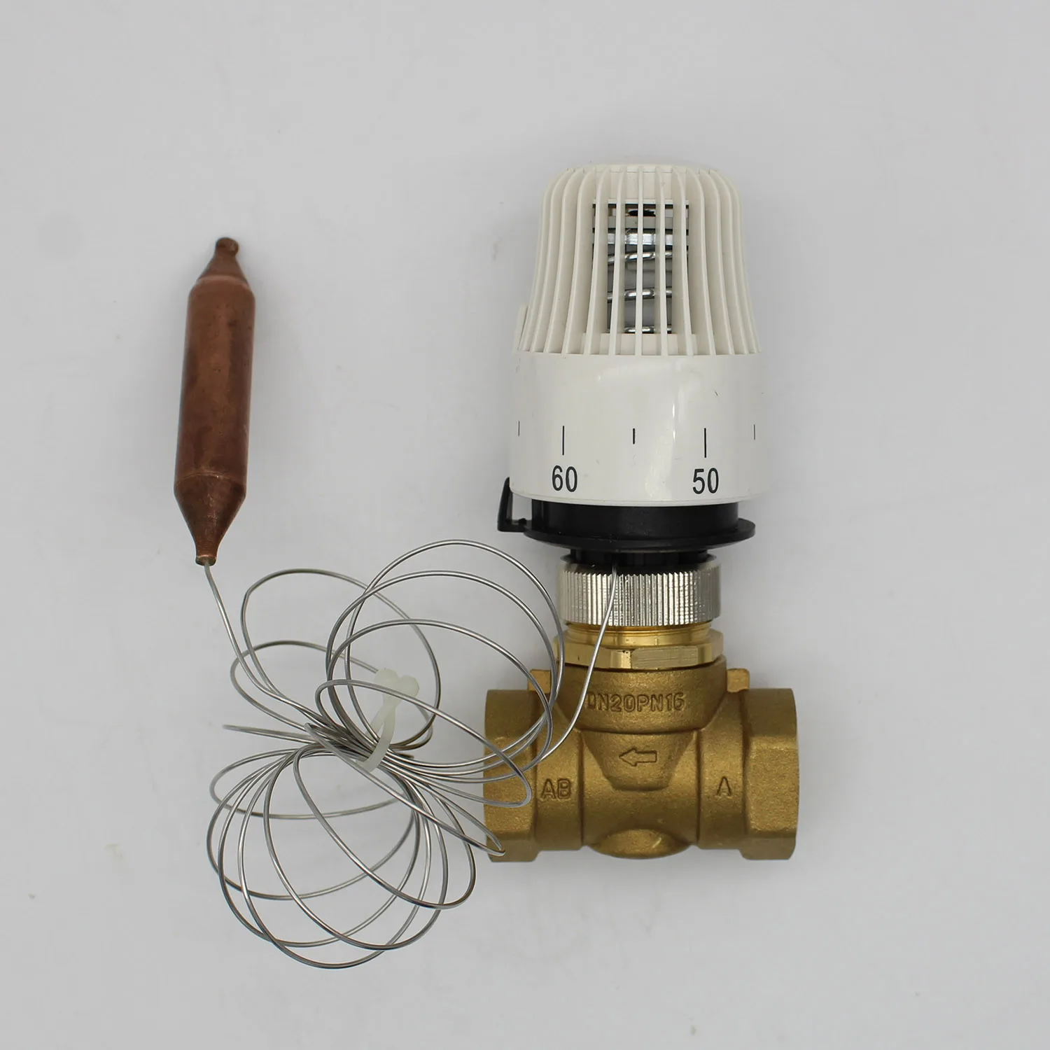 Energy saving 30-70 degree control Floor heating system thermostatic radiator valve M30*1.5 Remote controlle  2 way brass valve