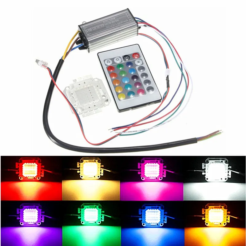 

10W 20W 30W 50W 100W RGB Chip Light And Waterproof IP66 LED Driver Power Supply Adapter Transformer Remote Control AC85-265V
