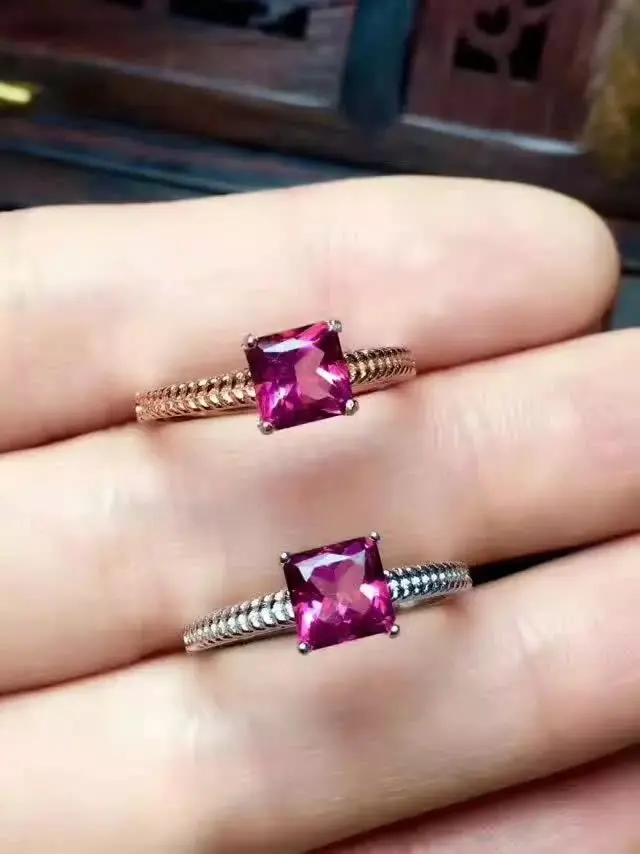 

925 sterling silver Fine Jewelry Pink topaz Ring fashion gift for women jewelry Open ring jewelry for wedding j060601agfb