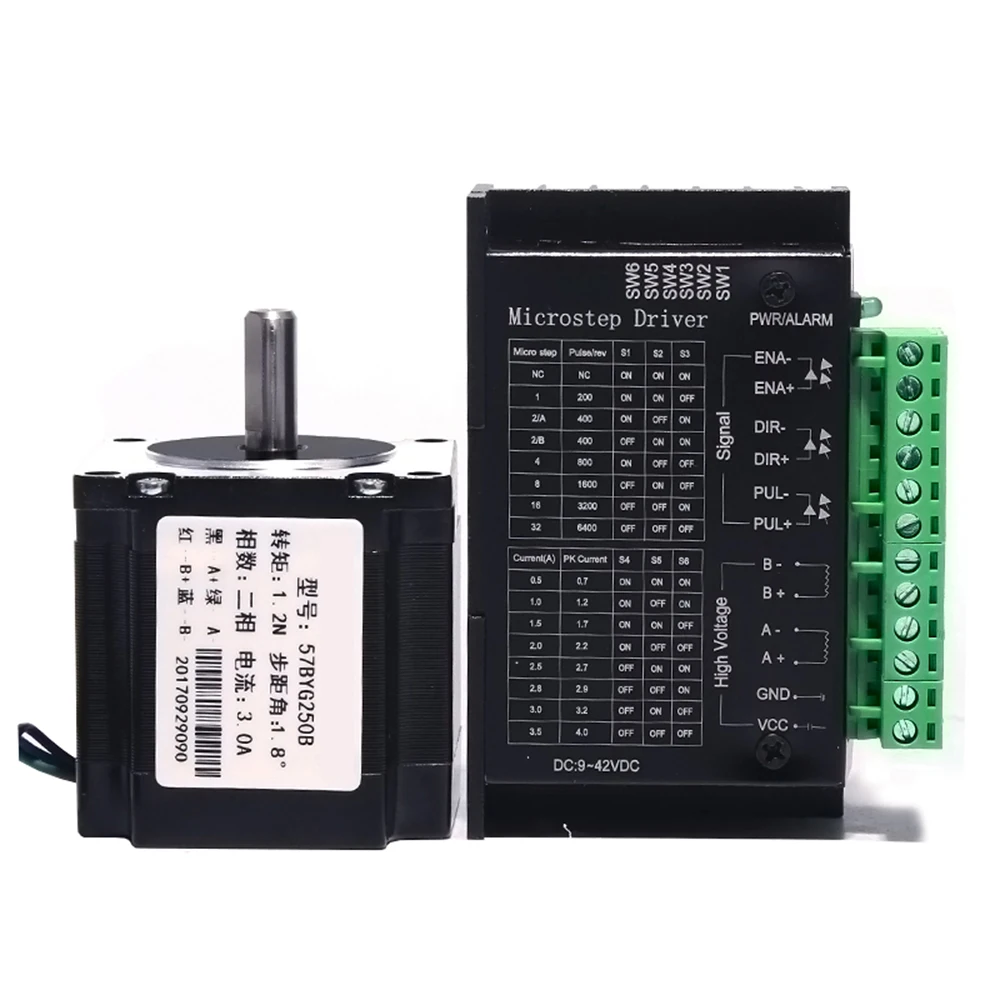 DC 9-42V 1.2Nm Stepper Driver + Nema23 Motor kits TB6600+57BYG250B for Automation Equipment and Instruments