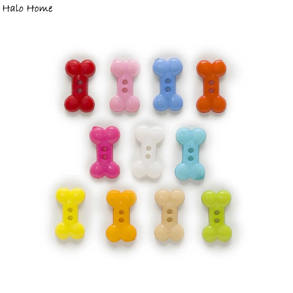 100 Pcs Colorfull Bone Shape Sewing Scrapbooking Acrylic Buttons Decorative Card Making Clothing DIY Home Decorative 18x10mm