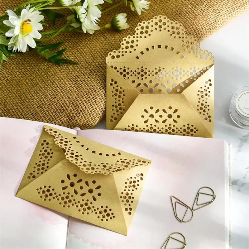 YPP CRAFT Homemade Delicate Lace Small Envelope for Scrapbooking Happy Planner/Card Making/Journaling Project DIY Craft