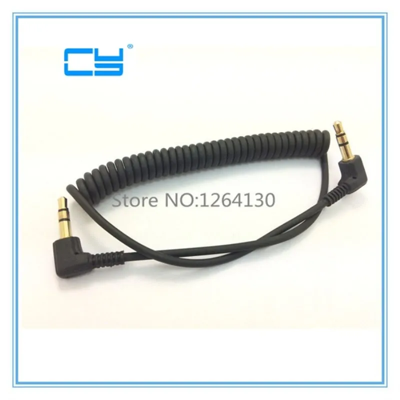 Spring Audio Cable Stereo 3.5mm Double bend 90 degree Male Audio Line Mp3 Mobile Phone to Car Aux Speaker Audio Wire