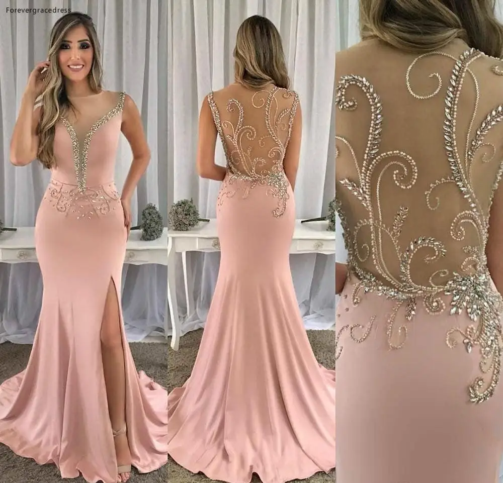 2019 Cheap Dark Pink Evening Dress Beaded Long Holiday Wear Pageant Prom Party Gown Custom Made Plus Size