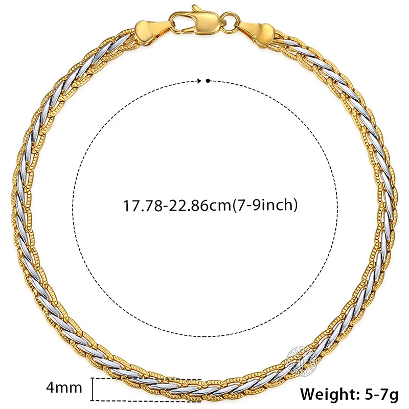 Womens Men\'s Bracelet Gold Wheat Link Chain Bracelet For Woman Male Jewelry Fashion Gifts Dropshipping Wholesale 4mm KGB407A