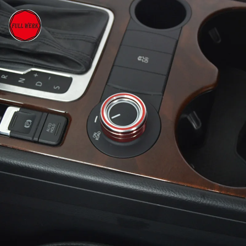 1pc Aluminum Alloy Car Central Control Knob Decoration Ring for VW Touareg 2011-2018 Switch Cover Frame Interior Accessories