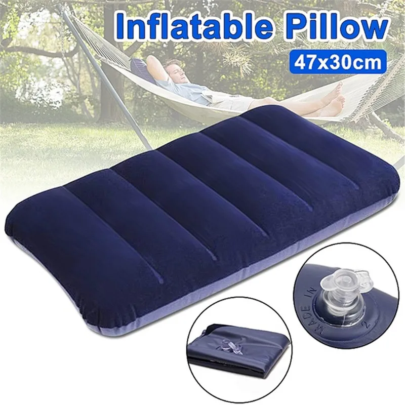 

Hot Selling Inflatable Pillow Outdoor Travel Sleep Pillow Air Inflatable Portable Break Rest Pillow Blue