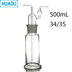 HUAOU 500mL Gas Washing Bottle Drechsel Ground Mouth 34/35 Clear Glass Laboratory Chemistry Equipment