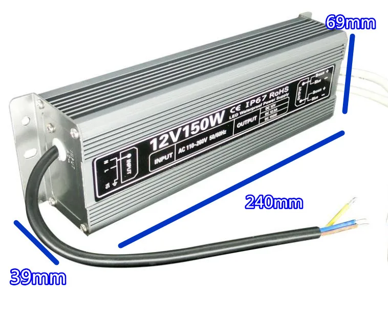 

Водонепроницаемый DC 12V 150W Светодиодный драйвер IP67 адаптер для управления доступом светодиодный трансформатор 12.5A зарядное устройство для светодиодов