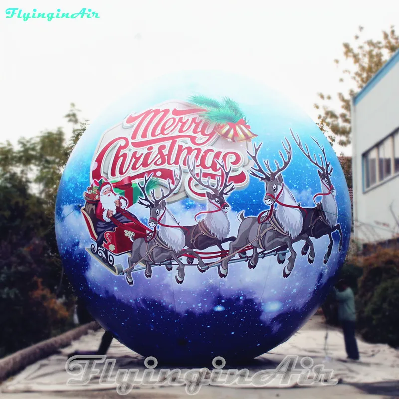 Outdoor Giant Christmas Inflatable Snow Ball 6m Giant Lighting Air Blown Balloon With Custom Printing For New Year And Xmas