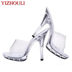 New, beautiful, see-through heels, 12-15cm sexy model sandals, pole dancing shoes