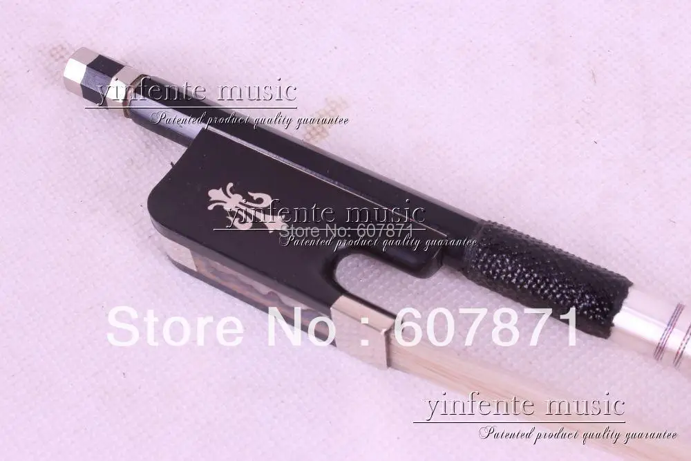 

1 pcs Cello Bow Black Carbon fiber Round Stick Ebony fr og Flower Pattern 4/4 New 52#