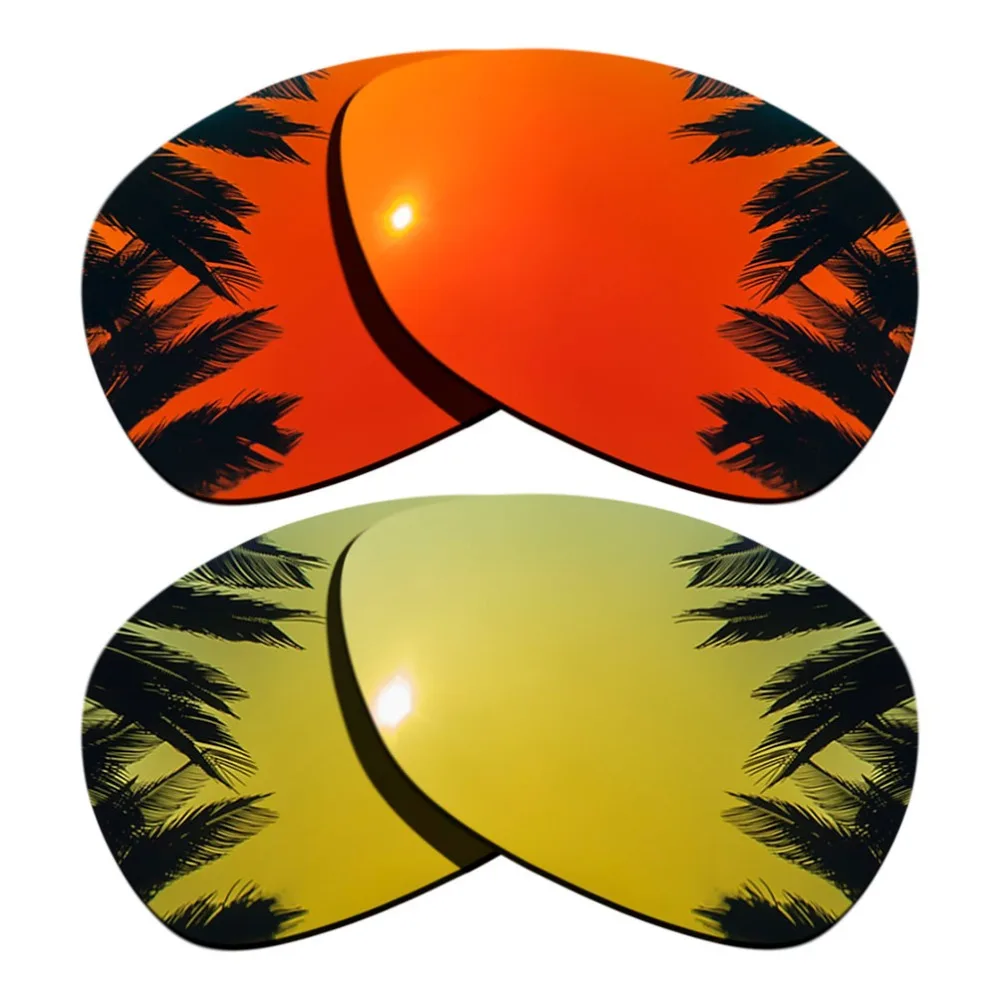 (24K Gold+Orange Red Mirrored Coating) 2-Pairs Polarized Replacement Lenses for Crosshair 2012 100% UVA & UVB Protection