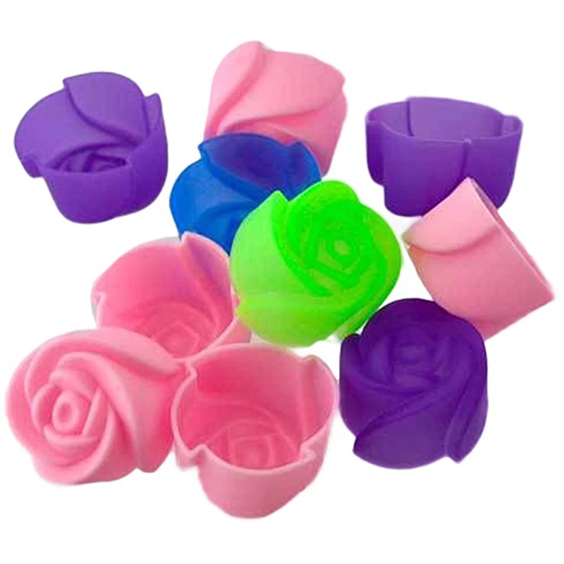 Random Color 5 PCS Rose Muffin Cookie Cup Cake Baking Chocolate Jelly Maker Mold Mould Maker