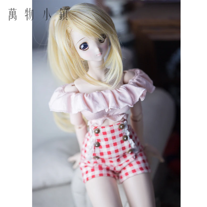 NEW Sexy Falbala Pink Tops Tall waist Lace shorts Suit(2pcs) BJD 1/3 1/4 SD MSD Doll Clothes