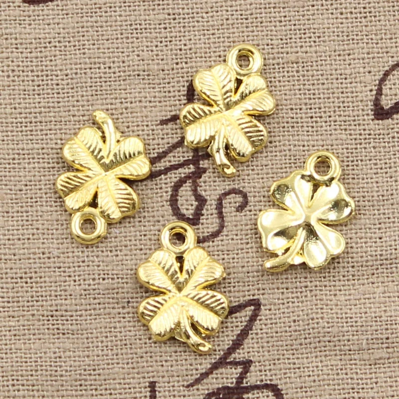 30pcs Charms Lucky Irish Four Leaf Clover 17x11mm Antique Bronze Silver Color Pendants Making DIY Handmade Tibetan Jewelry