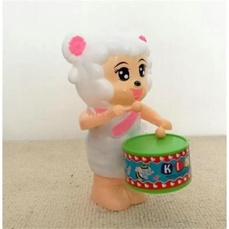 Pull Back Pleasant Goat Beauty Clockwork Drums Chain Wind-up Toys Spring Plastic Animal Goats Child Cartoon Educational Toy 2021