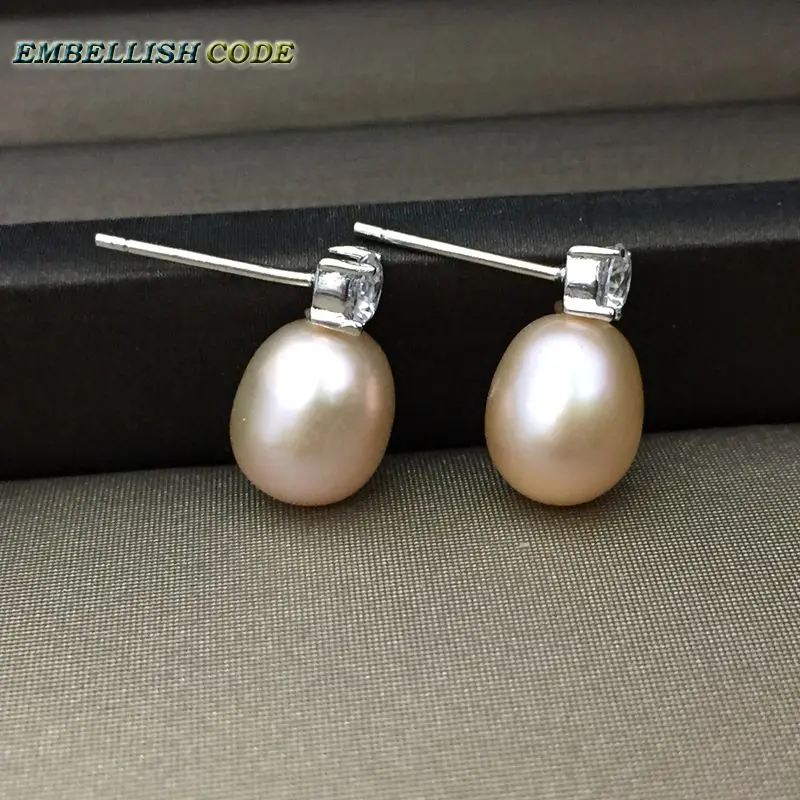 charming stud earrings natural freshwater cultured fine pearls teardrop shape flawless jewelry 925 sterling silver for women