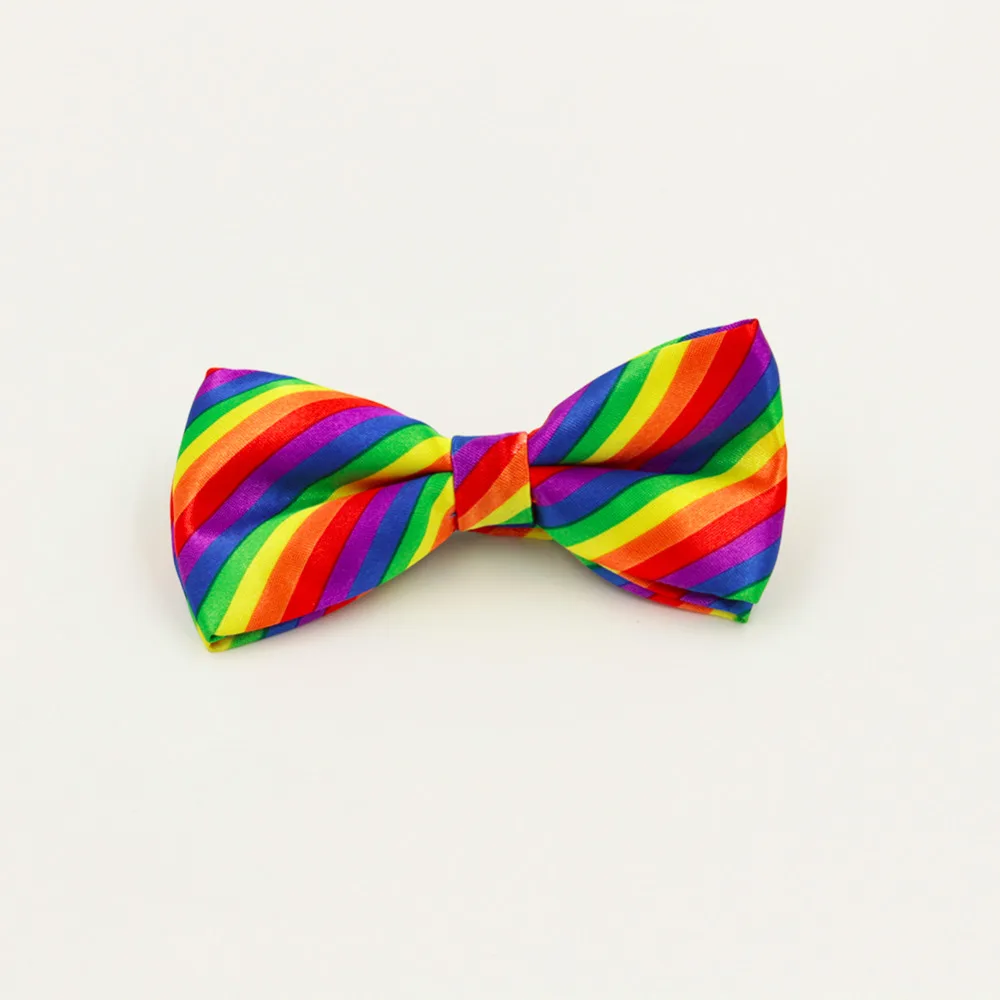 Fashion Colorful Rainbow Striped Bowties For Groom Men Women Wedding Party Leisure Gravatas Cravat Bowtie Tuxedo Bow Ties