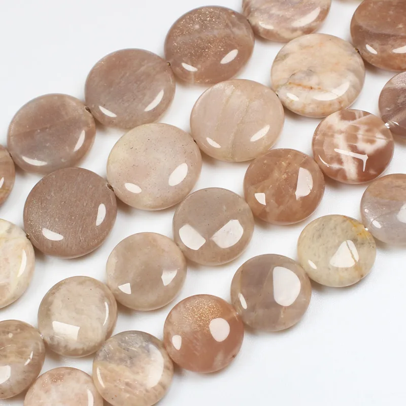 Natural Smooth/Faceted coin shape  Sunstone 13,,15,18mm beads 15inch ,100% Natural Stone Guarantee!