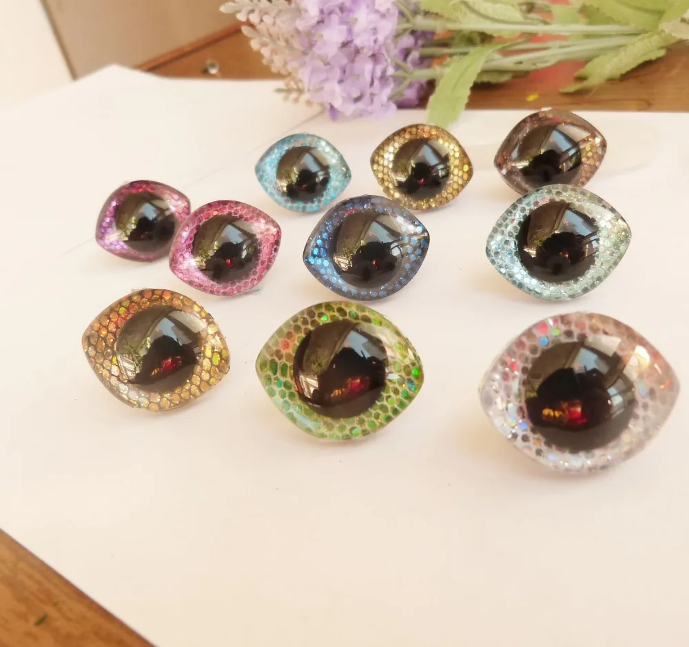 

new 20pcs/lot 28x23mm Oval trapezoid plastic clear safety toy eyes doll findings+ glitter Nonwovens + washer--color option--sp