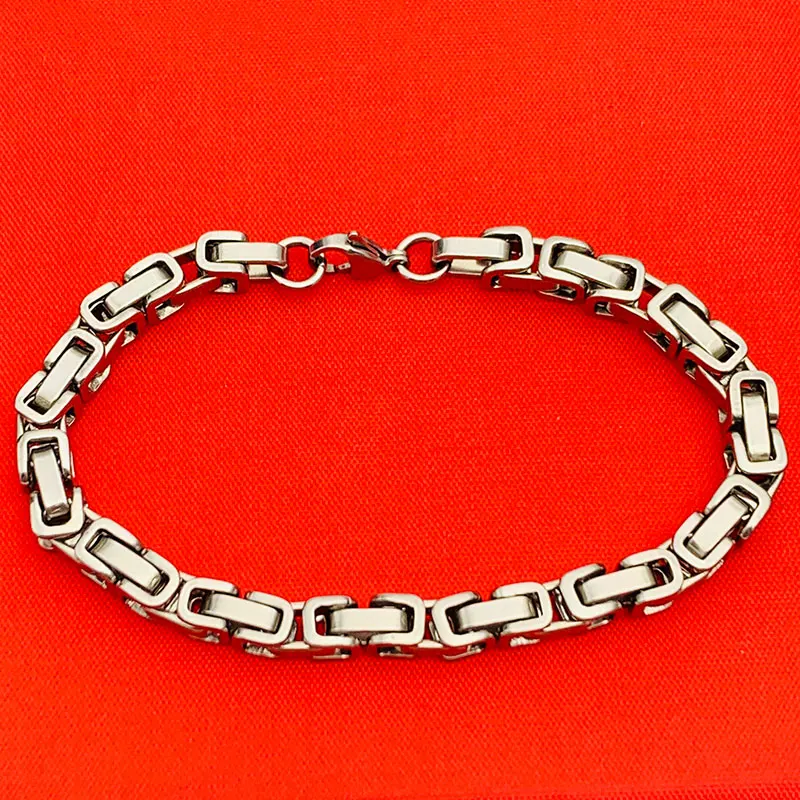 Men Jewelry Bracelet 316 Stainless Steel Byzantine Box Link Necklace Bracelet