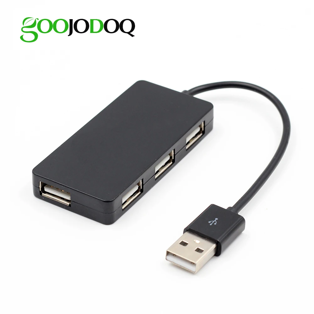 

4-портовый тонкий мини-Разветвитель USB 2,0 GOOJODOQ, адаптер для ноутбука, ПК, настольного компьютера, черный/белый, горячая распродажа