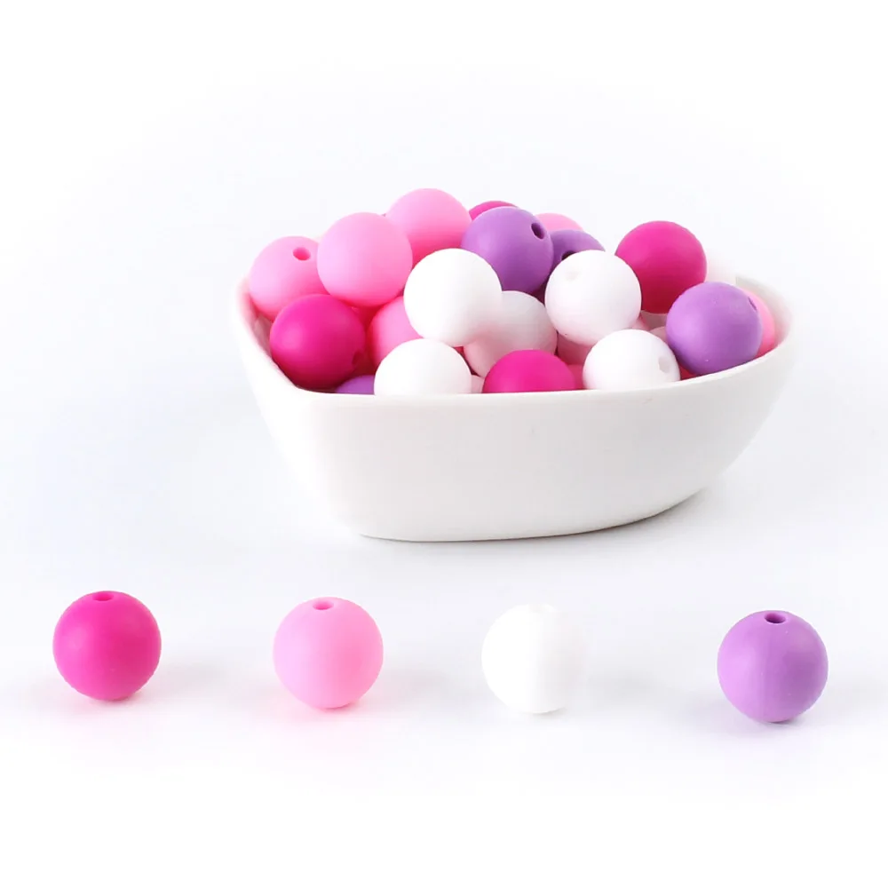 50Pcs/lot Baby Silicone Beads 12mm Round Beads Pearls Teether Teething Toys Silicone Bead For Necklace Pacifier Chain Nursing