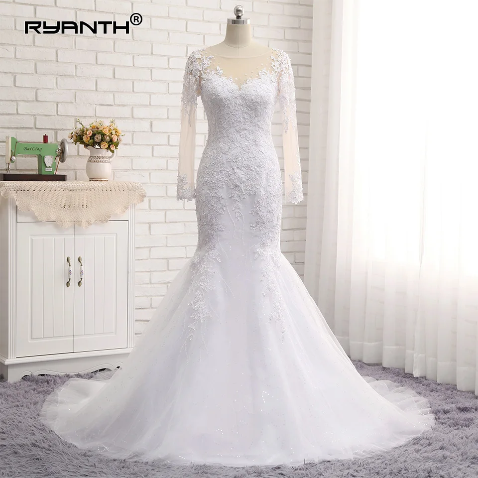 Vestido de Noiva 2022 High Quality Mid East Mermaid Wedding Dresses Sexy Long Sleeves Lace Wedding Gowns Robe de mariage