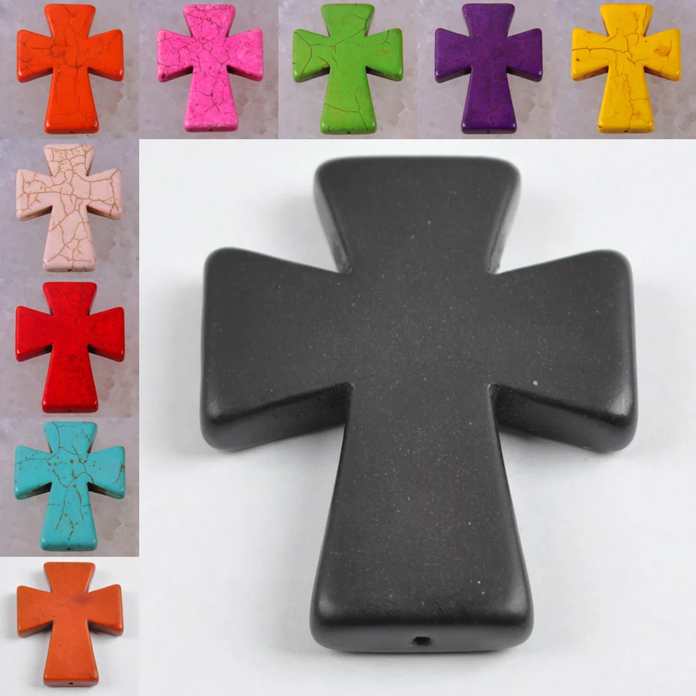 50x40MM Turquoise Cross Pendant Jewelry Loose Beads