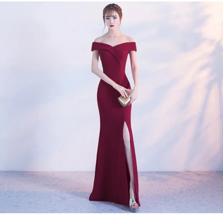 Beauty-Emily Off Shoulder Elegant Avondjurken Lange 2020 Voor Vrouwen Formele Party Dress Prom Gown Zipper Terug Gewaad de Soiree