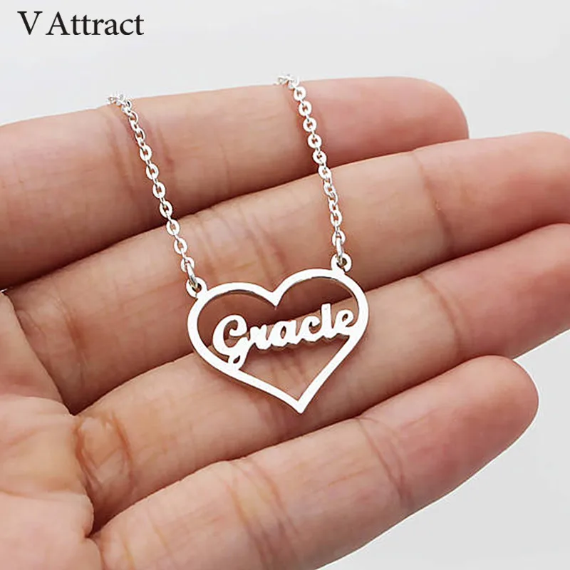 Customized Nameplate Erkek Kolye Personalized Heart Name Necklace Women Handmade Jewelry Custom Gift Color Chain Choker