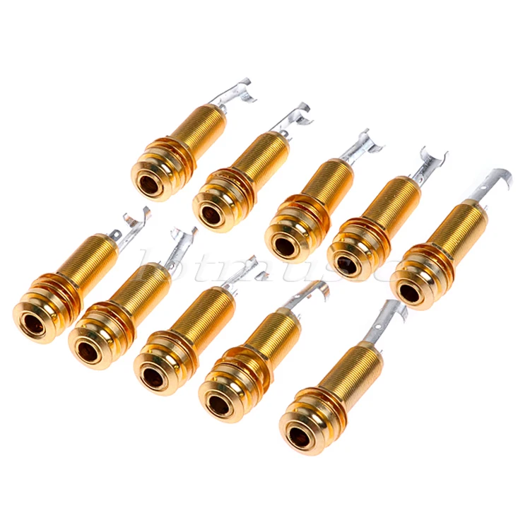 10Pcs Cylinder Guitar End Pin Jack GOLD 1/4