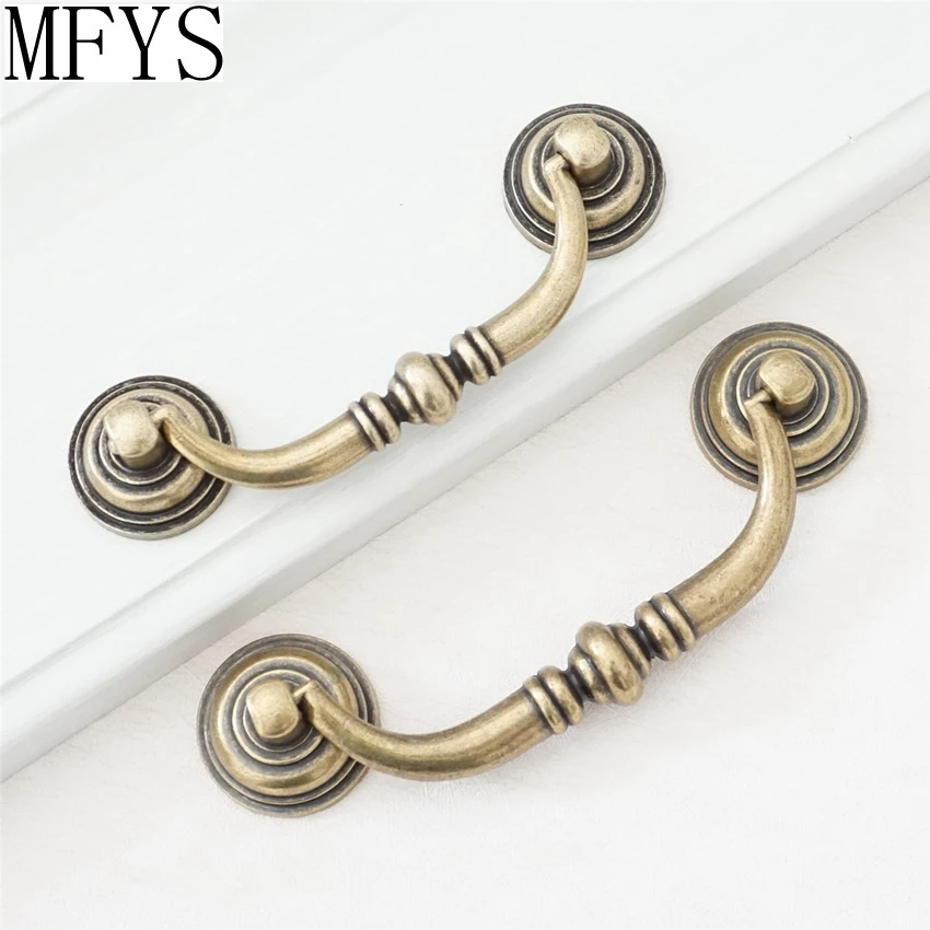 MFYS Vintage Furniture Handle Zinc Alloy Handles for Cabinet and Drawer Antique Black Kitchen Accessory Wardrobe Pulls