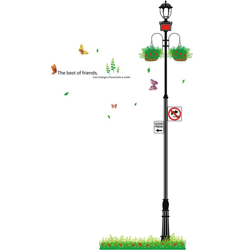 Friendly Street Light Wall Stickers Nursery School Children's Kids Room Decoration Mural Living Room Wallpaper Home Decor