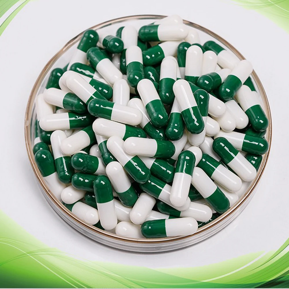 

1000Pcs 0# Green-White Empty Hard Gelatin Capsule Kosher Gel Medicine Pill Vitamins Personal Health Care Pill Cases Splitters