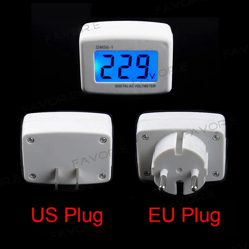 AC Panel Meter LCD blue backlight Digital Voltage meter tester Voltmeter 110/220V Switch EU/US Plug Volt Power Monitor