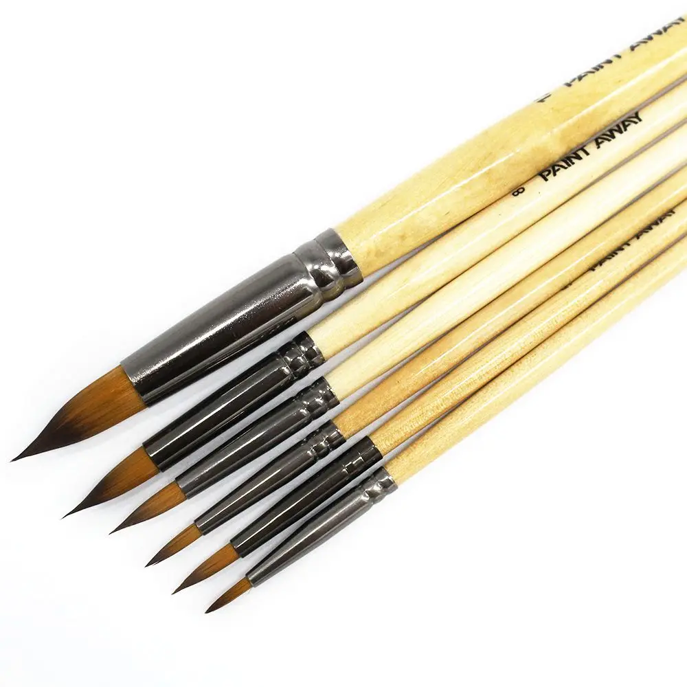 6 pcs set watercolor art Brushes Pointed Tip Acrylic Brush Nylon Hair Gouache Paint Brush Set artist paint brushes