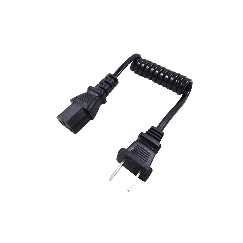 NEMA 1-15P JP US Plug to IEC320 C13 3 Prong AC Cord Short Portable Power PU Spring Retractable Cable 10-30cm H03VVH2-F 2X0.75MM