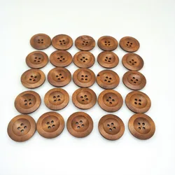 Hot sell 25pc 4 holes Round Wood Sewing Buttons 25mm natural wood pattern  sewing wood craft decorative 5BB5554