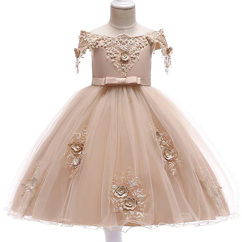 First Communion Party Dresses Summer Flower Girls Dress For Weddings Birthday Children Costume 3-10Y Kids Girl Princess Clothes