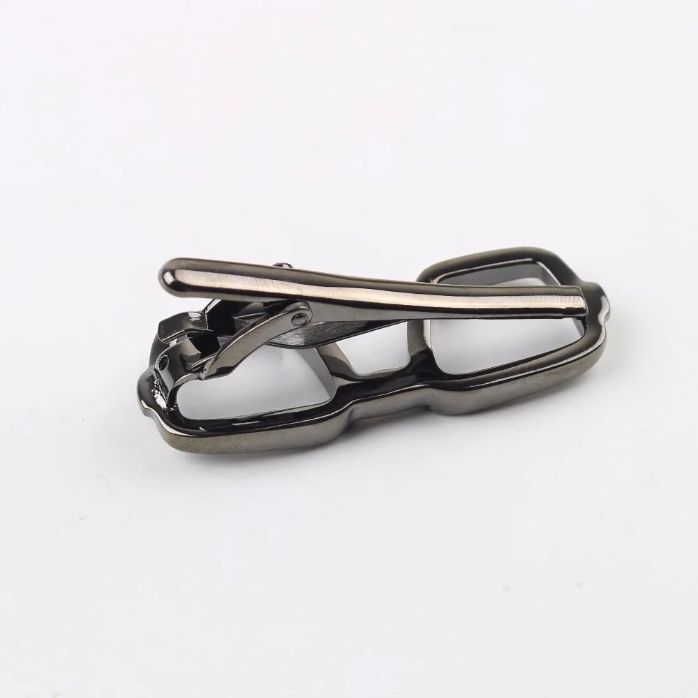 Black Neck Tie Pin Clips Clasp Chrome Stainless Steel Glasses Feather Mustache Golf Groom Men\'s Clothing Accessories