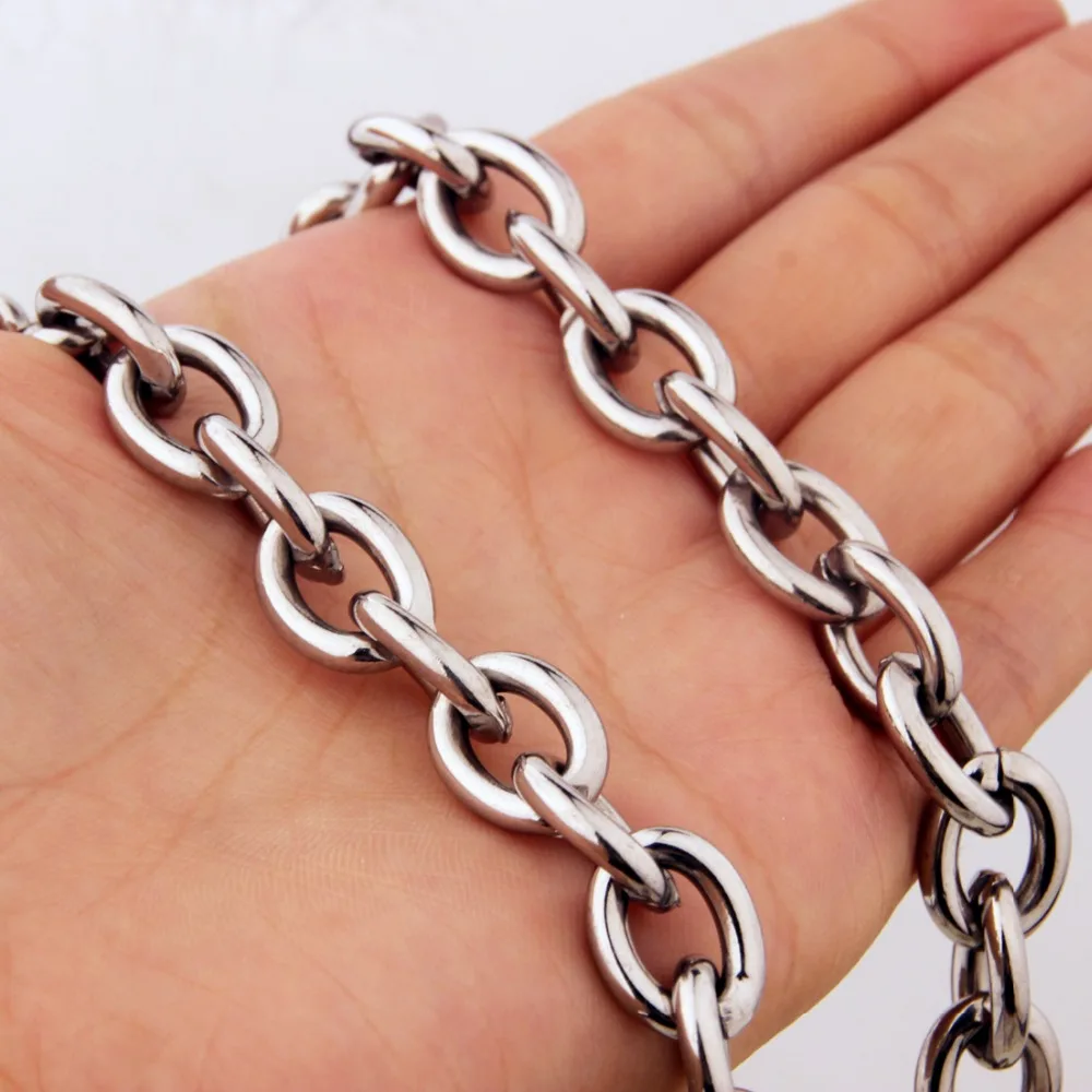 11/13/15mm 316L Stainless Steel Big O Link Chain Necklace Boys Mens Chain Fashion jewelry