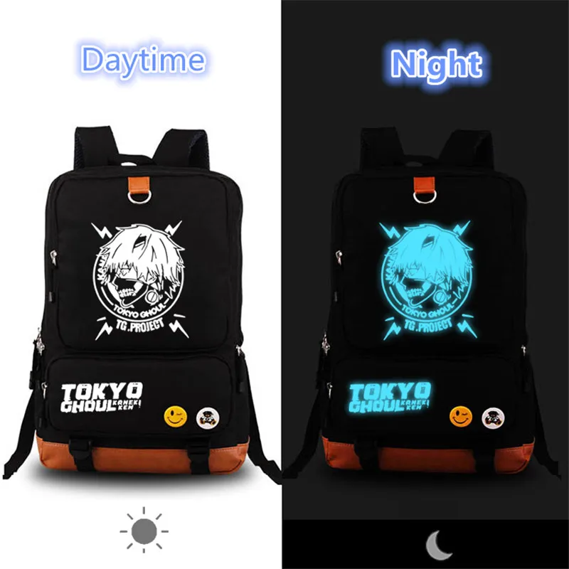 Anime Tokyo Ghoul kaneki ken Luminous Oxford Laptop Backpack Girls School Bags Large Bookbags Unisex Travel Shoulder Daypack