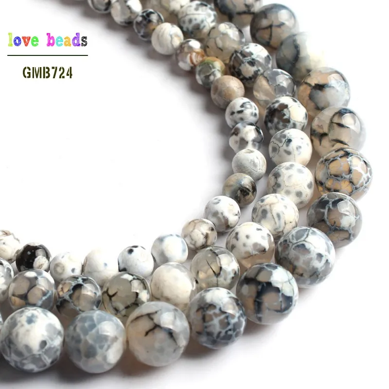 Wholesale White Fire Agates Onyx Round Stone Beads For Jewelry Making Diy Bracelet 15inch/strand 6/8/10mm