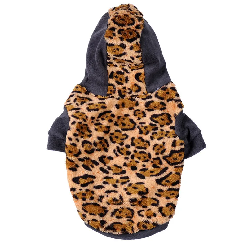 Pet Dogs Warm Hooded Sweatshirt Leopard Print For Pets Puppy Thermal Coat for Pets Animals Jackets Dog Accessories Free Shpping