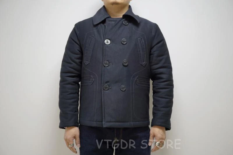 BOB DONG 740 Double-Breasted Pea Coat Winter Wool Lined Deck Jacket Mens Peacoat