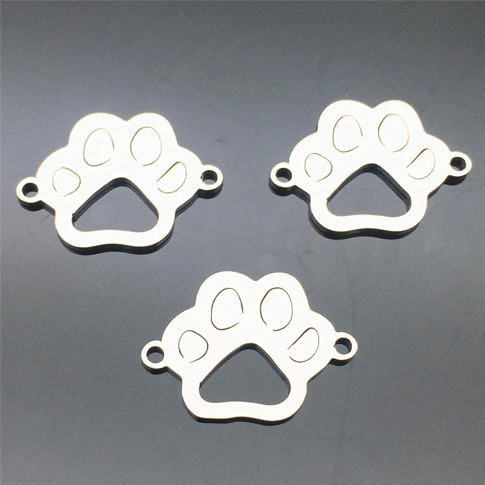 Dog footprints Pets Connectors 10pcs Stainless Steel Connectors Necklace Bracelet Findings Diy Earrings Jewelry Making Tools