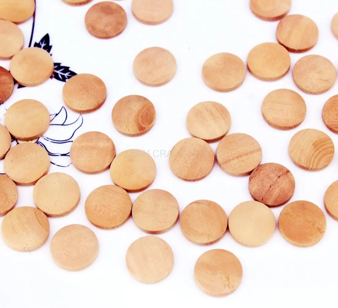 800pcs 12mm Real Sealed Wood Round stone Cabochon natural pine color unvarnished D15