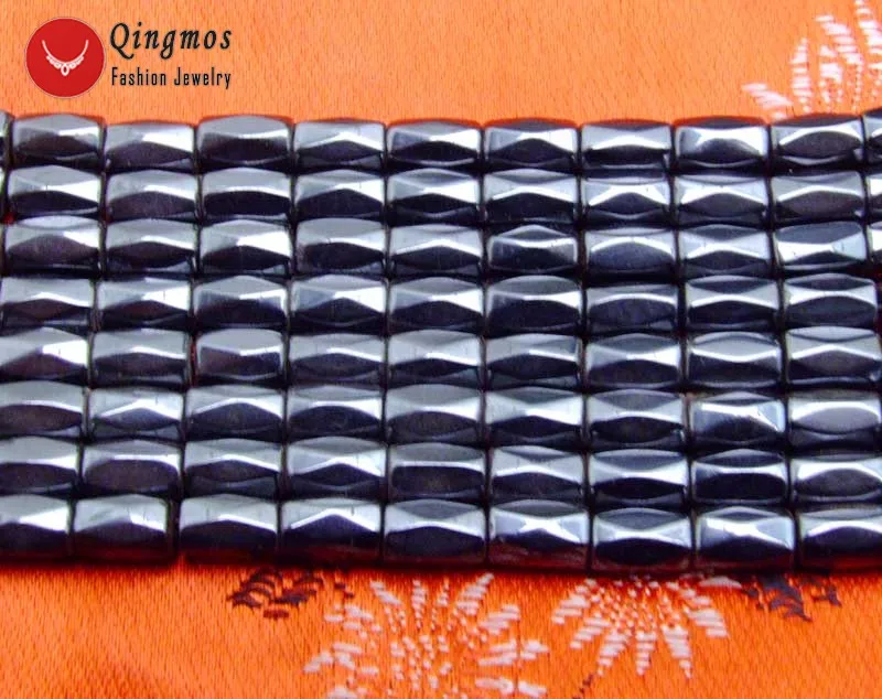 Qingmos 5*8mm Column Faceted Black Hematite Magnetic Loose Beads for Jewelry Making Necklace Bracelets DIY Los709 Free Shipping